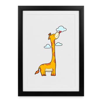 Nuages girafes - Affiche encadrée (27 × 37 cm) - noir - Devant