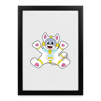 Cat Astronaut Space - Affiche encadrée (27 × 37 cm) - noir - Devant