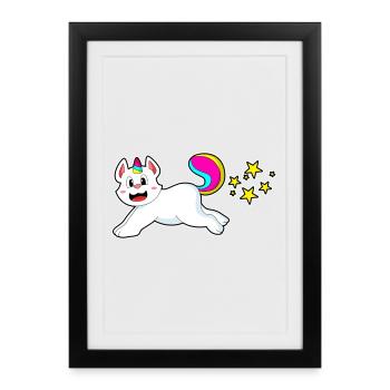 Licorne Chat - Affiche encadrée (27 × 37 cm) - noir - Devant