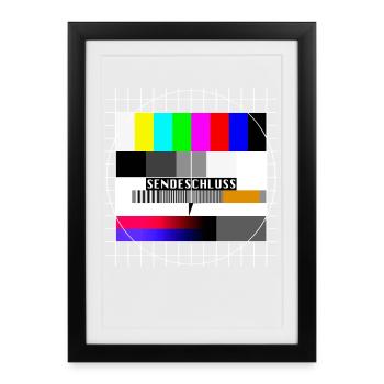 Testbild Sendeschluss 80er 90er Jahre Party Kostüm - Gerahmtes Poster (27 × 37 cm) - Schwarz - Vorne