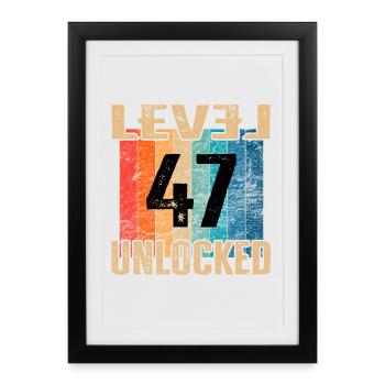 Birthday Happy Birthday Level Unlocked 47 years - Framed poster (27 × 37 cm) - black - Front