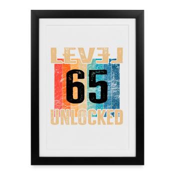 Birthday Happy Birthday Level Unlocked 65 years - Framed poster (27 × 37 cm) - black - Front