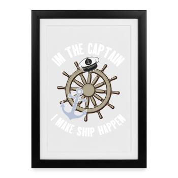 Capitaine Voilier Bateau à moteur Bateau Marin - Affiche encadrée (27 × 37 cm) - noir - Devant