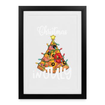 Pizza Noël en juillet - Affiche encadrée (27 × 37 cm) - noir - Devant