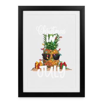 Ananas Noël En Juillet Tropical - Affiche encadrée (27 × 37 cm) - noir - Devant