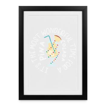 Cocktail de Noël Pina Colada Tropical - Affiche encadrée (27 × 37 cm) - noir - Devant