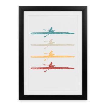 Rameur Rameur Bateau d’aviron Vintage - Affiche encadrée (27 × 37 cm) - noir - Devant