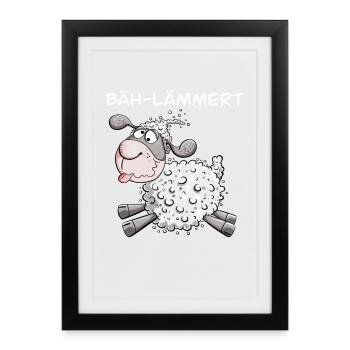 Belämmertes Schaf I Lustiges Schäfchen I Fun - Gerahmtes Poster (27 × 37 cm) - Schwarz - Vorne