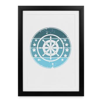 Volant Capitaine Voilier Voilier Bateau à moteur - Affiche encadrée (27 × 37 cm) - noir - Devant
