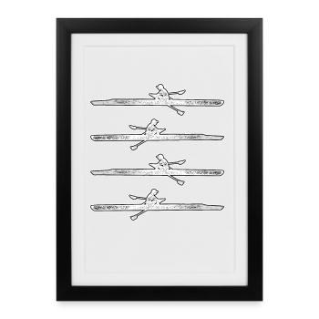 Rowing Rower Rowing Boat - Framed poster (27 × 37 cm) - black - Front