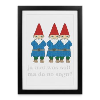 nains de jardin bavarois - Affiche encadrée (27 × 37 cm) - noir - Devant