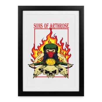 Flame Biker Skullride - Framed poster (27 × 37 cm) - black - Front