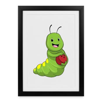 Boule de bowling Chenille - Affiche encadrée (27 × 37 cm) - noir - Devant