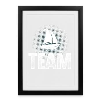 Voilier Voilier Voilier Équipage de l’équipe de voiliers - Affiche encadrée (27 × 37 cm) - noir - Devant