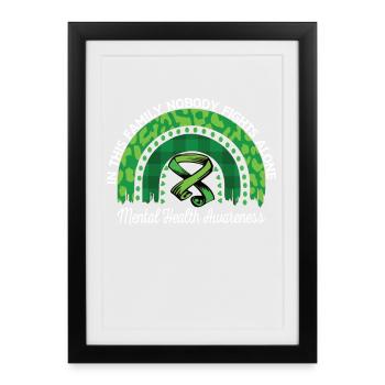 Sensibilisation à la santé mentale Rainbow Green - Affiche encadrée (27 × 37 cm) - noir - Devant