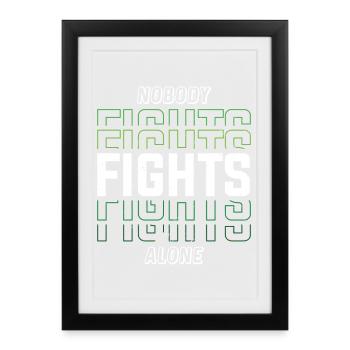 Personne ne se bat seul Santé mentale verte - Affiche encadrée (27 × 37 cm) - noir - Devant