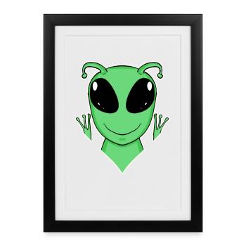 Tête d’extraterrestre - Affiche encadrée (27 × 37 cm) - noir - Devant