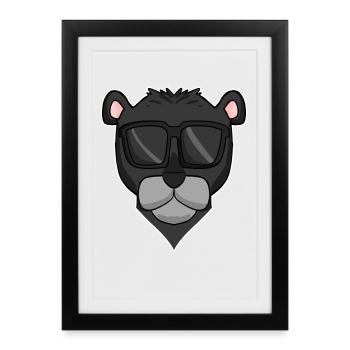 Panthère noire avec lunettes de soleil - Affiche encadrée (27 × 37 cm) - noir - Devant