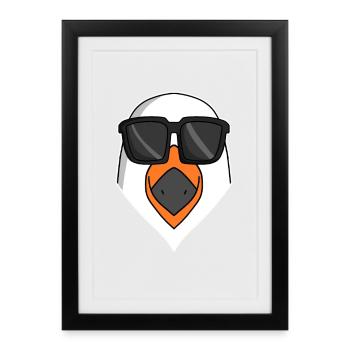 Cool seagull with sunglasses - Framed poster (27 × 37 cm) - black - Front