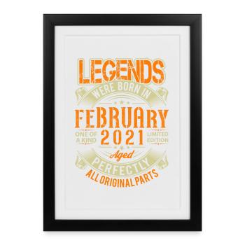 Légende d’anniversaire de février 2021 - Affiche encadrée (27 × 37 cm) - noir - Devant
