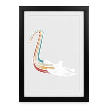 Kayak Kayaker Kayaker Rétro Vintage - Affiche encadrée (27 × 37 cm) - noir - Devant