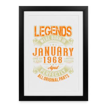 1968 Janvier Légende d’anniversaire - Affiche encadrée (27 × 37 cm) - noir - Devant