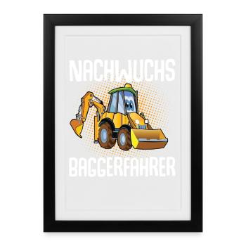 Nachwuchs Baggerfahrer - Gerahmtes Poster (27 × 37 cm) - Schwarz - Vorne