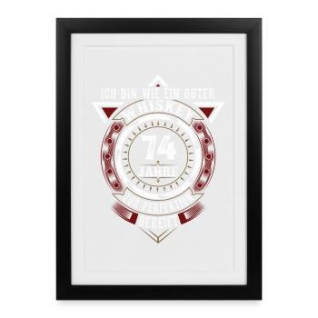 74. Geburtstag Whiskey Whisky - Gerahmtes Poster (27 × 37 cm) - Schwarz - Vorne