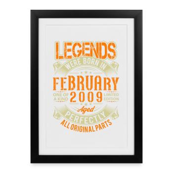2009 Février Légende d’anniversaire - Affiche encadrée (27 × 37 cm) - noir - Devant