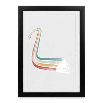 Voilier Voilier Voilier Rétro Vintage - Affiche encadrée (27 × 37 cm) - noir - Devant