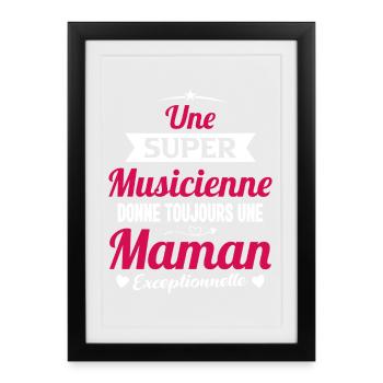 Musicienne Future Maman cadeau Drôle Annonce Mère - Affiche encadrée (27 × 37 cm) - noir - Devant