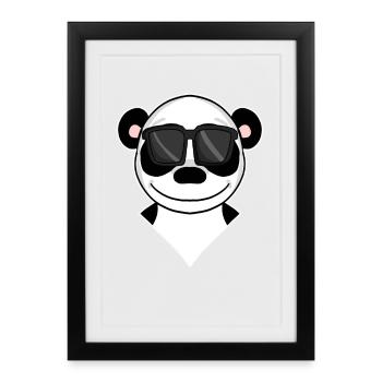 Panda - ours panda cool - Affiche encadrée (27 × 37 cm) - noir - Devant