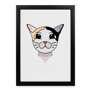 Japonais Bobtail Head Cat Cat Propriétaire - Affiche encadrée (27 × 37 cm) - noir - Devant