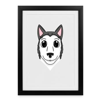 Siberian Husky Head Dog Owner - Framed poster (27 × 37 cm) - black - Front