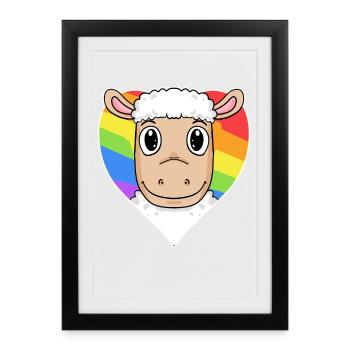 Sheep Lgbt Rainbow Colors - Framed poster (27 × 37 cm) - black - Front
