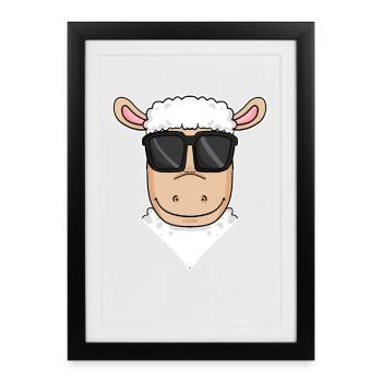 Illustration de moutons - Affiche encadrée (27 × 37 cm) - noir - Devant