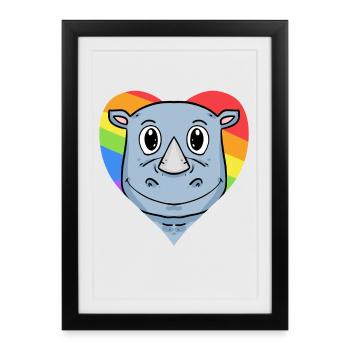 Rhino Lgbt Rainbow Colors - Framed poster (27 × 37 cm) - black - Front