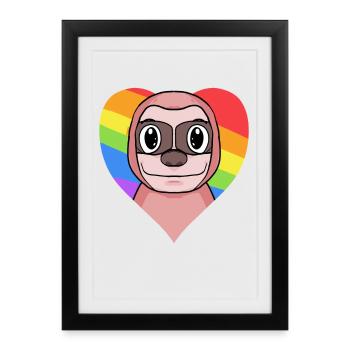 LGBT Animal Paresseux Arc-en-ciel - Affiche encadrée (27 × 37 cm) - noir - Devant