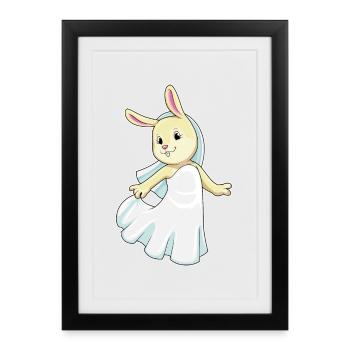 bunny bride veil wedding - Framed poster (27 × 37 cm) - black - Front