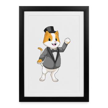 Mariage veste de marié chat - Affiche encadrée (27 × 37 cm) - noir - Devant