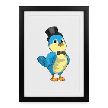 Mariage avec le chapeau haut-de-forme Bird Groom - Affiche encadrée (27 × 37 cm) - noir - Devant