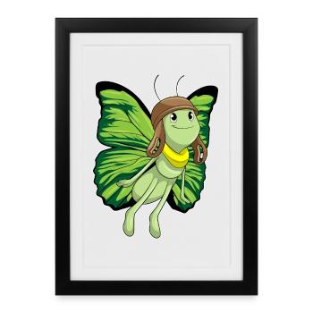 Casquette de pilote de pilote papillon - Affiche encadrée (27 × 37 cm) - noir - Devant