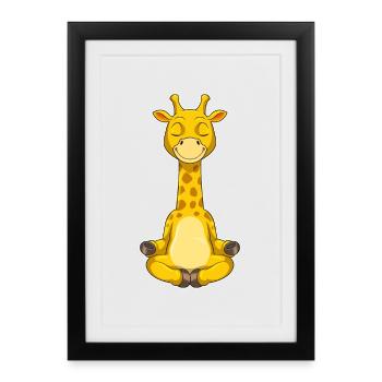 Méditation de fitness avec le yoga girafe - Affiche encadrée (27 × 37 cm) - noir - Devant