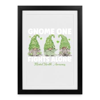 Gnome One se bat seul Santé mentale - Affiche encadrée (27 × 37 cm) - noir - Devant