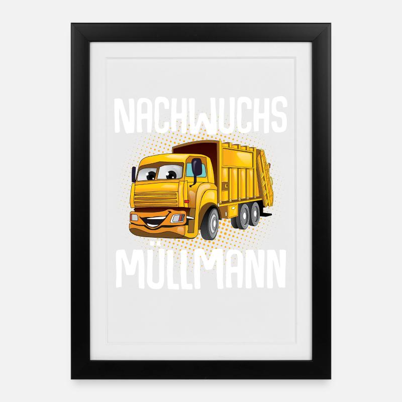 Nachwuchs Müllmann - Gerahmtes Poster (27 × 37 cm) - Schwarz