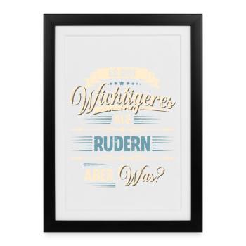 Rudern Ruderer Ruderboot - Gerahmtes Poster (27 × 37 cm) - Schwarz - Vorne