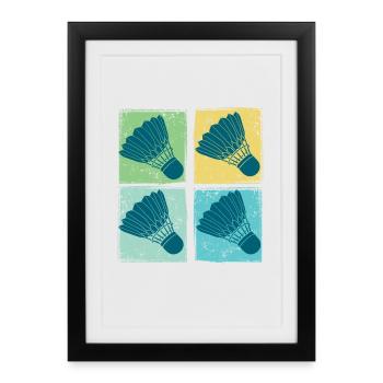 Badminton Shuttlecocks Pop Art - Framed poster (27 × 37 cm) - black - Front