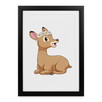Deer Daisies - Framed poster (27 × 37 cm) - black - Front