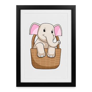Elephant Basket - Framed poster (27 × 37 cm) - black - Front