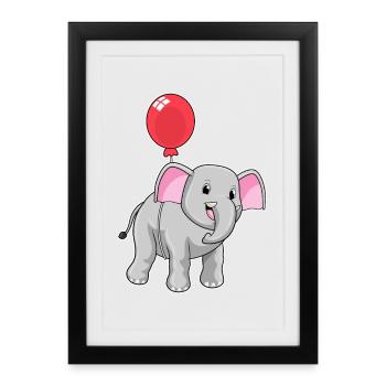 Ballon éléphant - Affiche encadrée (27 × 37 cm) - noir - Devant